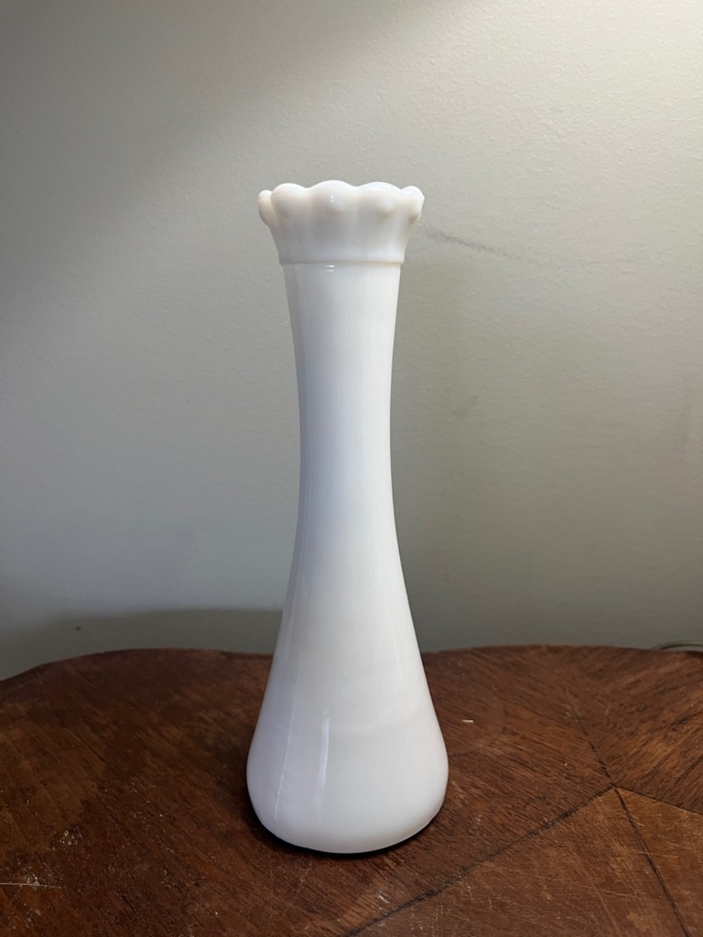 White Milk Glass Scalloped Bud Vase - Timeless Home Accent